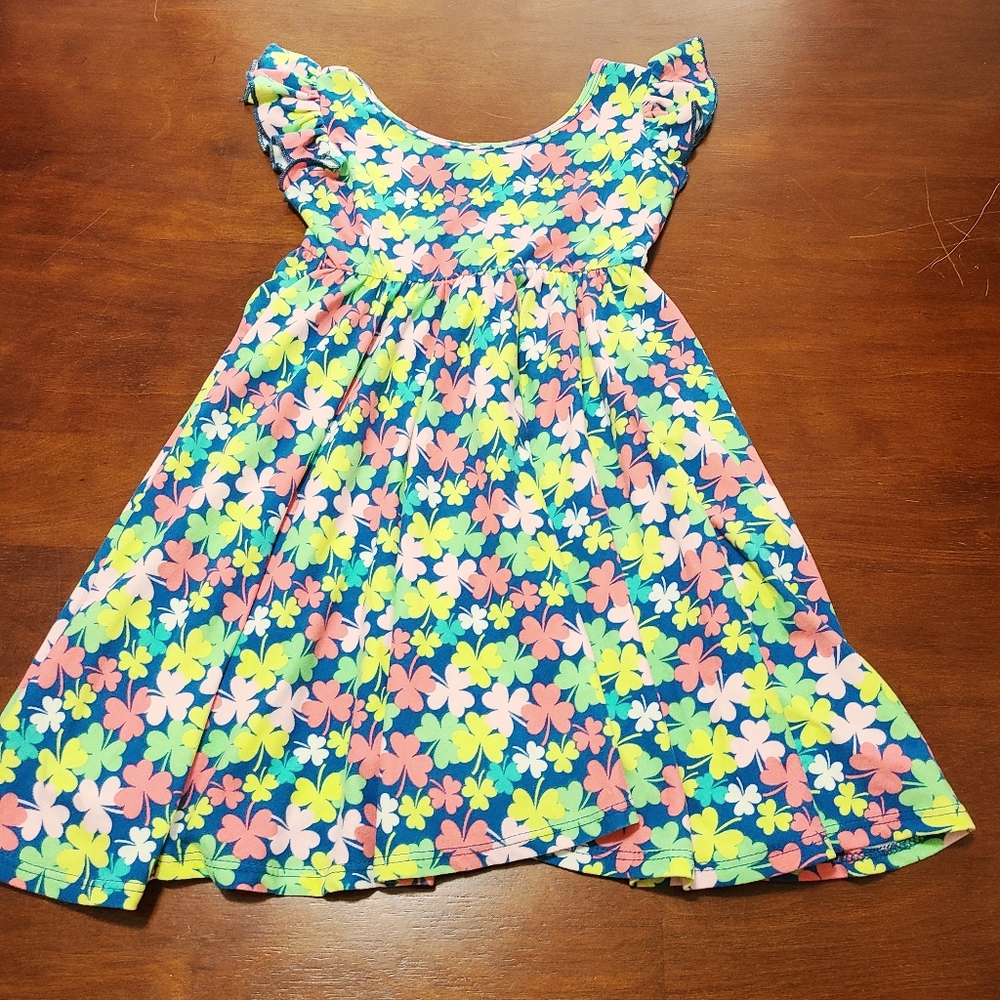 Girls dot dot smile 4 leaf clover dress 3/4